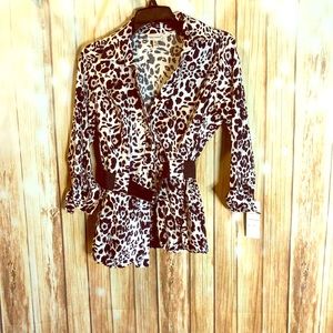 NWT Harvé Benard leopard print belter top size M
